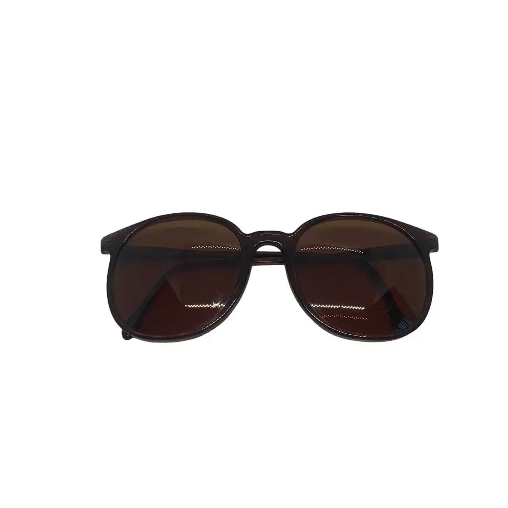 Vintage 1980s Pathway USA Opticolors 145 Demi Amber Round Horn Rimmed Sunglasses